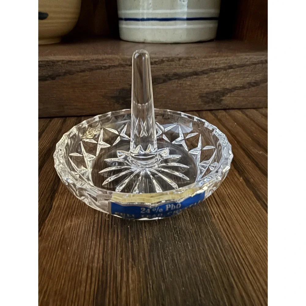 Vintage Crystal Ring Holder Dish Clear Hand-Cut Glass Made in Germany Vanity
